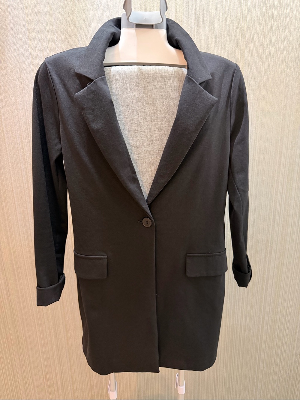 Paolo Casalini Black Stretch Longline Blazer Made in Italy S